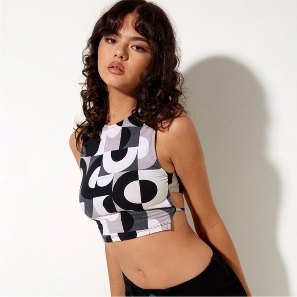 Motel Rocks Banu Vest Crop Top in Retro Optic White Size XL - Picture 1 of 8